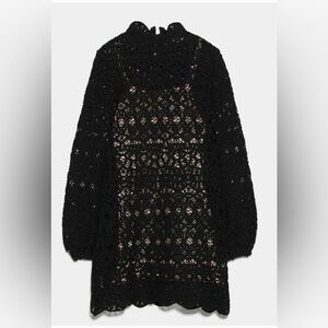 Zara Crochet Macrame Lace High Neck Long Sleeves
Pullover Dress.